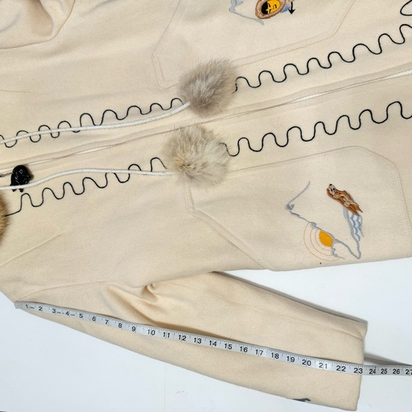 Vintage Northern Sun Virgin Wool Hood Parka Embroidered Alaska Hunt Otter Husky - Picture 16 of 16